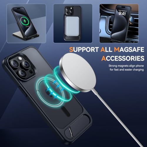 Coque iPhone 15 Pro Max noire avec béquille en aluminium intégrée - 6