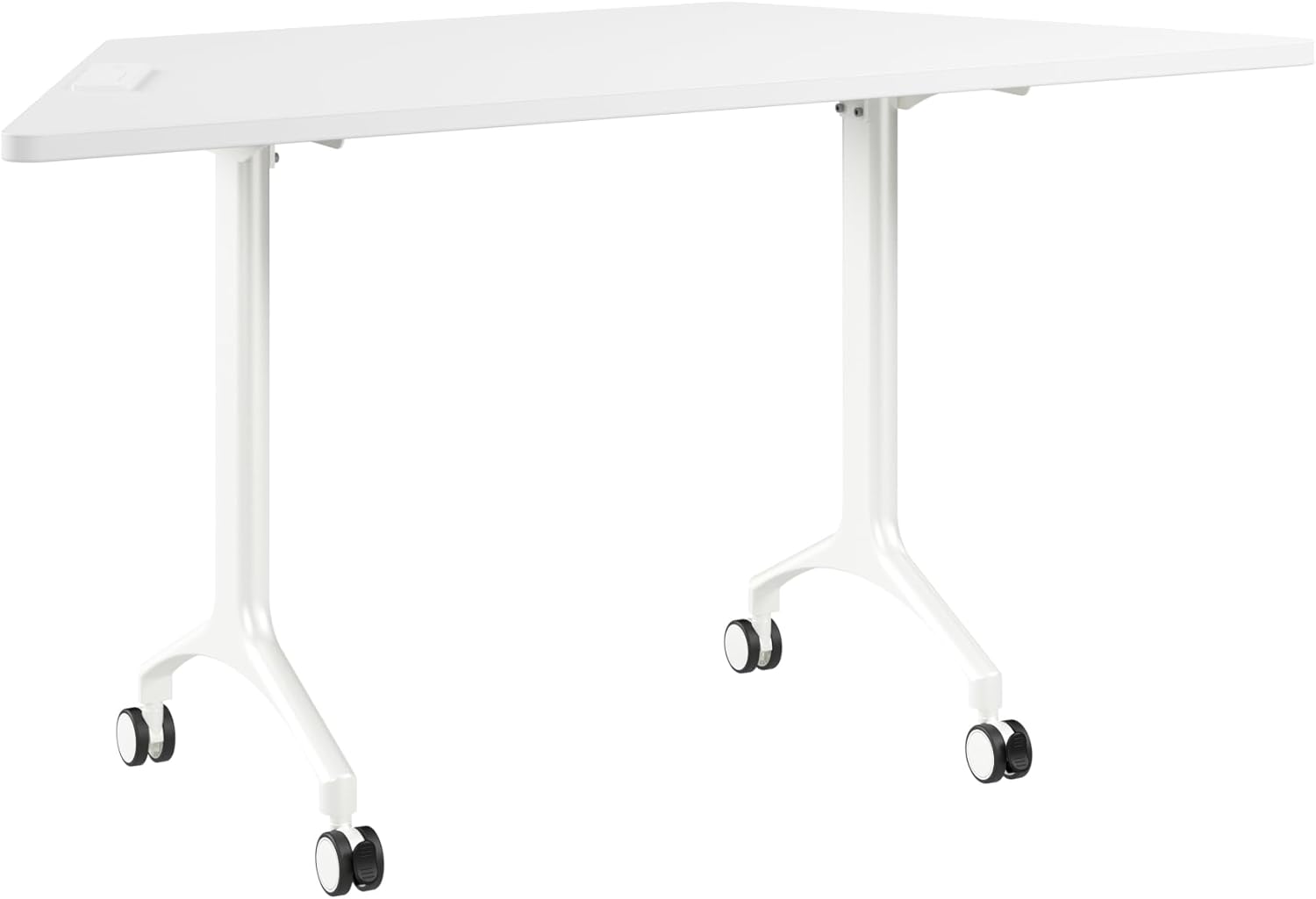 Bush Business Furniture 60-inch Rolling Trapezoid Conference Room Table, Modular Training Table with Wheels for Meetings and Classrooms, Commercial Office Furniture, Synergy Collection, White