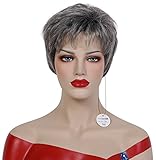 RainbowWigs Capless Western Lady's Short Sugared Charcoal with Grey Straight Hair Wig ST52