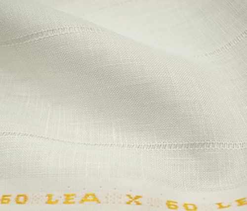 Image of Men's European Linen 60 LEA Striped 1.70 Meter Unstitched Shirting Fabric (White)