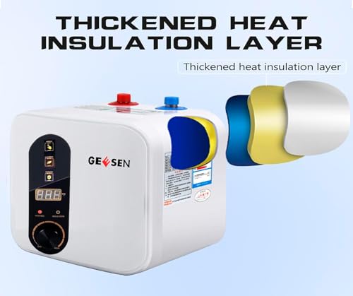 Scaldabagno elettrico GEESEN, piccolo e compatto, serbatoio di accumulo, per camper, roulotte, 240 V, lavello da cucina, istantaneo, sottopiano [classe energetica A] (3 galloni) - 6