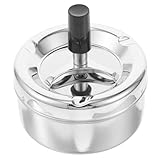 YARNOW Metall aschenbecher mit Deckel und Drehbarem Tablett Rauchfreier Drehaschenbecher für Innen und Außen Automatisches Zigarettenlöschen Stilvolles Design für Wohnzimmer und Büro