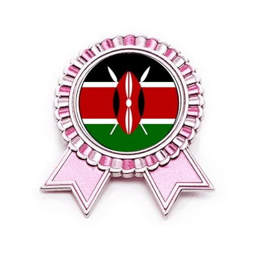 Broche Kenya emblème national rose taille M accessoire mode métal pour veste et sac