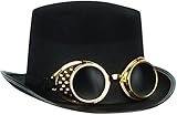 Loftus Halloween Steampunk Goggles & Adult Top Hat, Black Gold, One Size