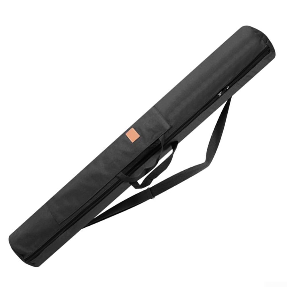 GLOBALHUT Canvas Fishing Rod Storage Bag, 140Cm Tackle Carry Case Umbrella Holder, with Shoulder Strap Side Pockets, for Angling Equipment(Black)