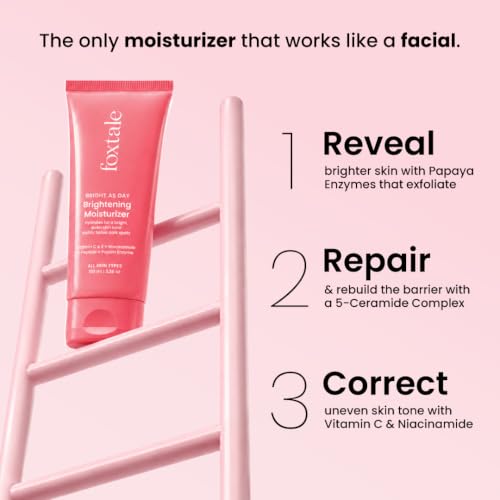 Image of Foxtale Lightweight Brightening Face Moisturiser with Vitamin C & Niacinamide |Brightens & Evens Skin Tone, Fades Dark Spots & Deeply Hydrates | For Normal to Dry Skin | For Men & Women | 50 ml