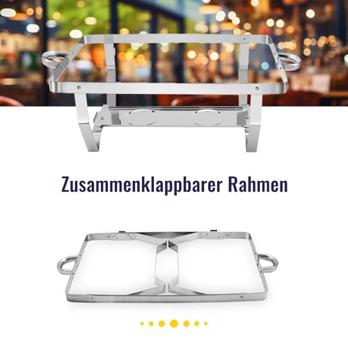 Jacgood Warmhaltebehälter Essen - Erstklassiger Edelstahl Chafing Dish - Warmhaltebehälter für Speisen inkl. Anleitung - Speisenwärmer ideal für Events und Partys (4 Set 1/3 GN -Behälter) – Bild 6