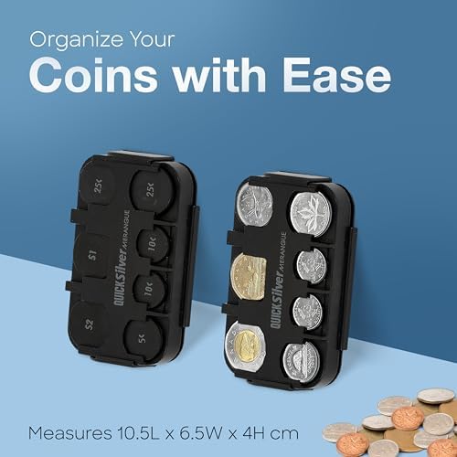 Merangue Quick Silver Coin Dispenser, Coin Holder for Canadian Coins, Car Accessories for Clutter-Free Storage, Alternative to Coin Purse for Automotive Vehicles, Pockets, or Purses, Black - 1