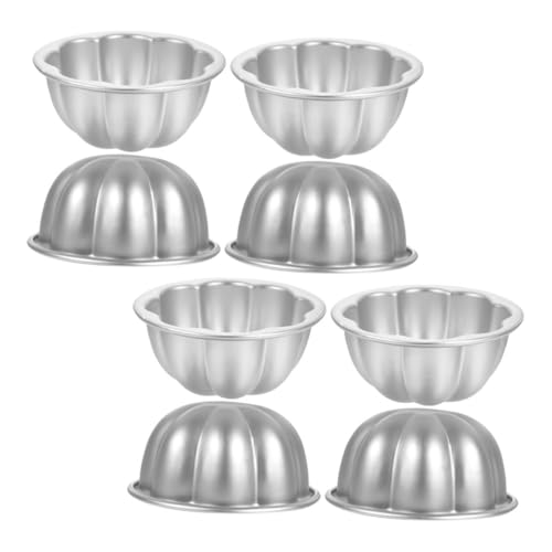 Cabilock 8pcs Non Stick Aluminum Alloy Pudding Molds Versatile Flower Shaped Baking Cups for Puddings Jellies Cakes and Desserts for Home and Professional Use