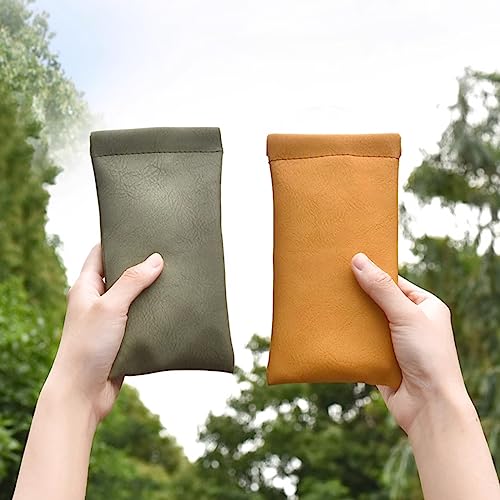 Image of 3 Pack Leather Eyeglasses Cases PU Soft Sunglasses Pouch Squeeze Top Portable Glasses Cases for Men Women
