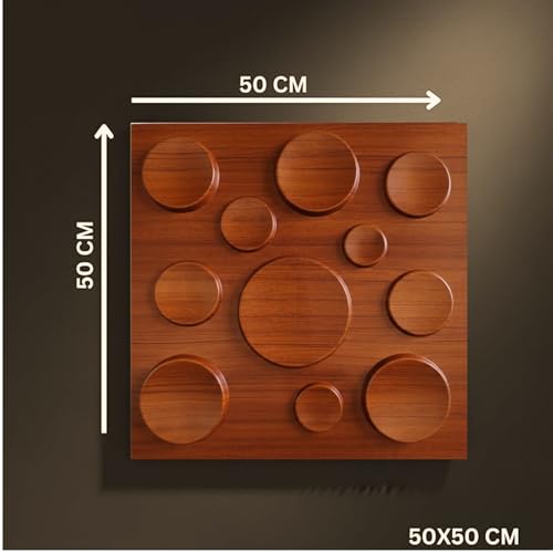 Image of Kayra Decor 3D PVC Wall Panels for Bedroom & Living Room | Polka Design | Wood Color | 19.7 x 19.7 Inch | Pack of 18 | 48.42 Sq Ft