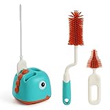 Vicloon Baby Flaschenbürste Set, Flaschenbürste Baby mit Aufbewahrungsständer, Babyflaschenbürste Reiniger, Silikon Babyflaschenbürste für Babyflaschenbürste und Sauger, BPA-frei(See Grün)