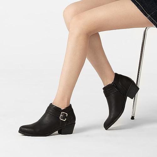 athlefit women39s chunky low heel ankle boots classic pointed toe side zipper booties