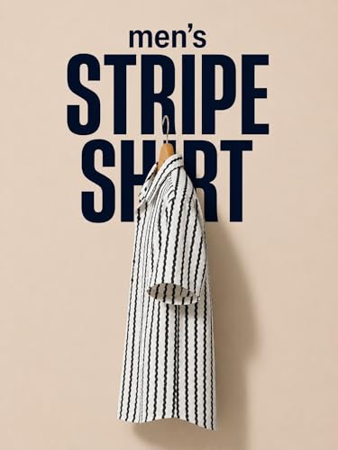 Image of Men's Striped Shirt, Short Sleeve, Slim Fit, Cotton Blend, Button Down Collar, Casual Wear