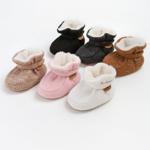 Baby Boys Girls Thermal Cotton Booties Non Skid Soft Sock Boots Infant Slippers Newborn First Walker Crib Shoes Apricot 11CM3