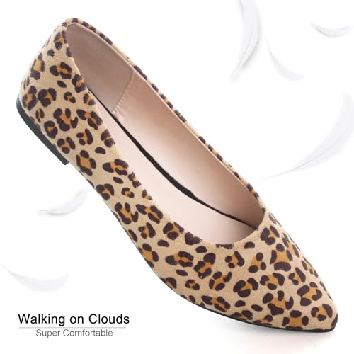 Image of Dear Time Women's Pointed Toe Ballet Flats Simple Casual Office Work Flats Slip-on Comfortable Shoes
