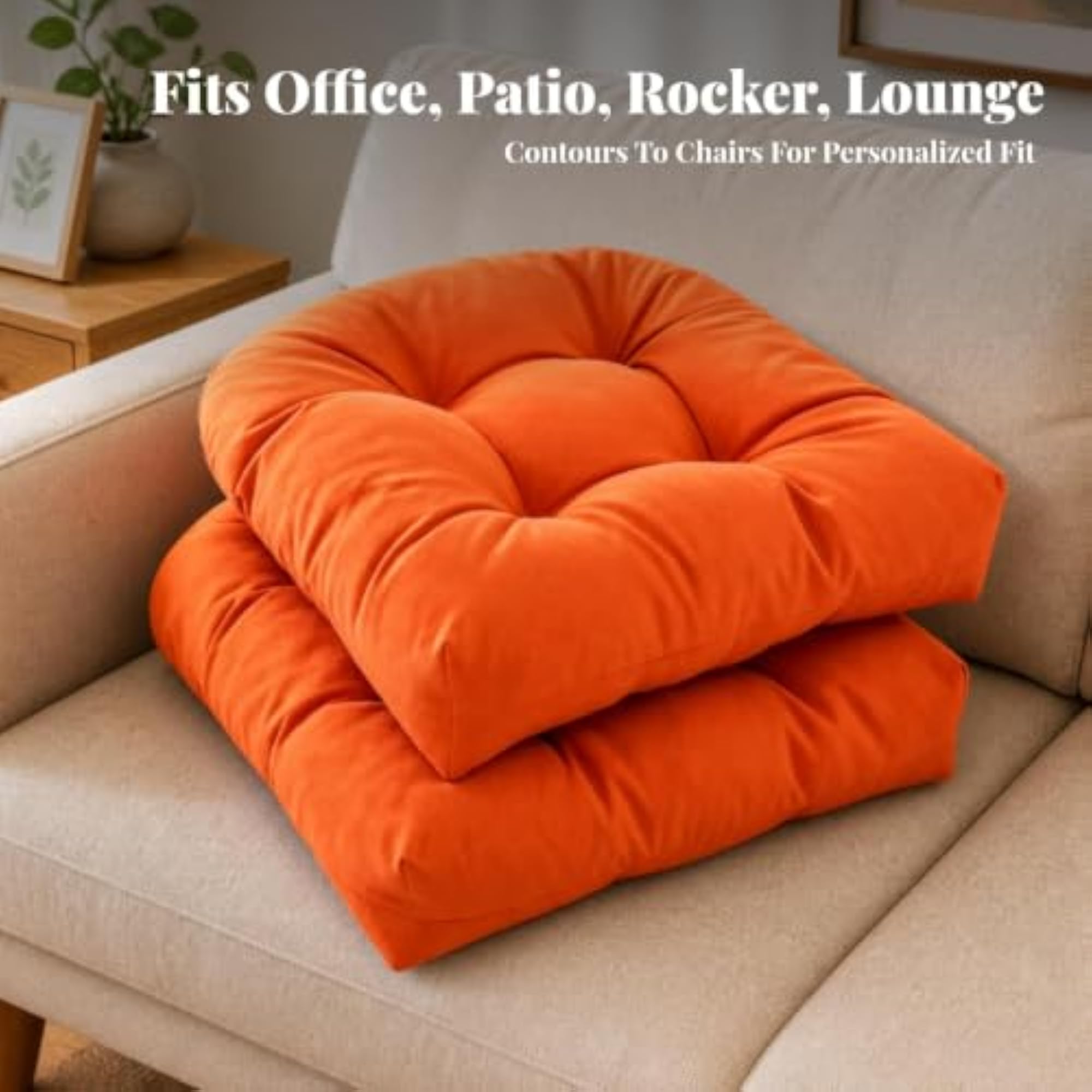 Tufted Seat Cushions Thick Soft Fill, Khaki