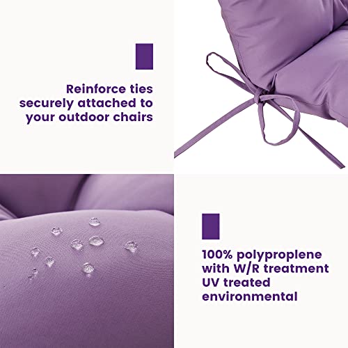 Blisswalk Patio Chair Cushion For Adirondack, High Back Tufted Rocking Chair Cushion, Outdoor Seat Chair Cushion 48"X21"X4" Inch, Sunscreen And Fade-Resistant,1Count,Purple #TOP3