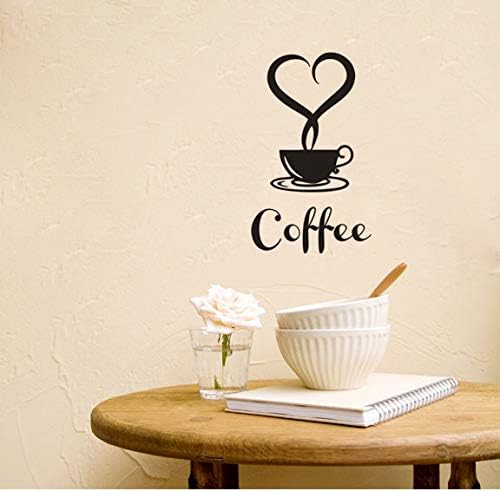 Creatiee Coffee Tea Cup Art Wall Decal Sticker, Removable DIY Vinyl Mug Decal Wallpaper for Kitchen Home School Office Shop Cafe Pub Restaurant Hotel Wall Decor - Dress up Your Style (4.7'' x 7.9'')