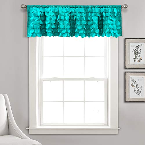Lush Decor Lush Décor, Turquoise Gigi Valance Textured Window Kitchen Curtain (Single), 70 W x 14 L