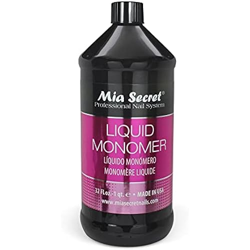 32 oz Mia Secret Liquid Monomer - Professional Acrylic Nail Liquid for Acrylic Powder - EMA monomer acrylic nail liquid