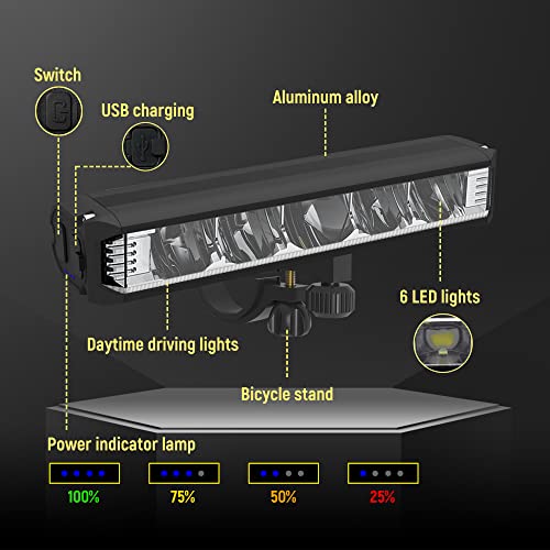 Mioakar Super Bright 1800 Lumen Led Bike Light,Usb Rechargeable Bicycle Headlight-5 Modes,Waterproof Bike Headlight Taillight,Daytime Running Light,Men Women Bicycle Accessories #TOP1