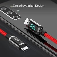 SooPii 100W 3M USB C auf USB C Kabel mit LED Display,Nylon Braided,Rot – Ansicht 9