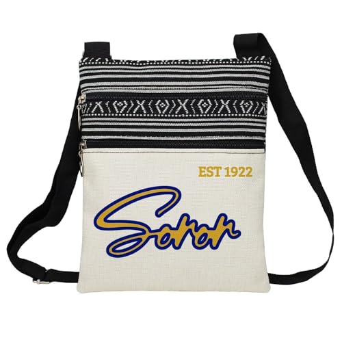 Soror 1922 Messenger Bag Small Ethnic Pattern Printed Adjustable Strap Crossbody Zipper Bag Sorority SGRHO Phone Bag Wallet Cute Shoulder Handbag for Women