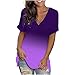 Produktbild Kurzarm T Shirt Damen Oberteile Tops Sommer V-Ausschnitt Tunika Bluse Farbverlauf LäSsig Bluse Hemd Frauen Teenager MäDchen Leicht Praktisch Schlupfblusen Druckblusen
