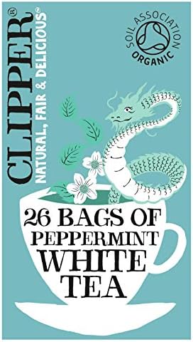 Clipper Organic White Tea with Peppermint 26 Teabags (Pack of 6, Total 156 Teabags)