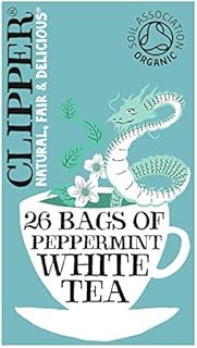 Clipper Organic White Tea with Peppermint 26 Teabags (Pack of 6, Total 156 Teabags)