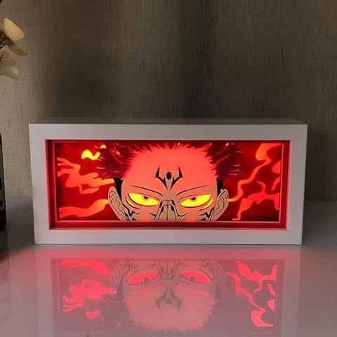 Anime LED Light Box,Papercut Anime Light Box,Handmade Manga Paper Sculptures Lights, RGB Multi-Color Changing Anime Led Light Anime Lamp for Anime Atmosphere Bedroom Desk Decor L-10RGB+R Cover