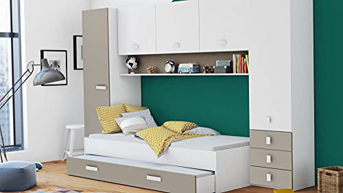 Schrankbett inkl Bettkasten grau / weiß / schwarz B 308 cm Jugendbett Wandbett Schrank Gästebett Jugendzimmer Kinderzimmer Gäste - 2