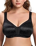 Wingslove Women’s Minimizer Bra Wireless Full Coverage Non-Padded Plus Size No Underwire Everyday Comfort(Black,36C)