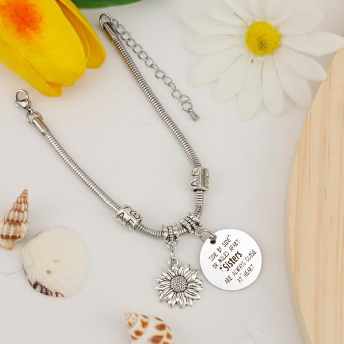 EGHTvmok Sister Birthday Galentines Day Gifts,Sister Gifts Sunflower Mothers Day from Brother Big Adult Sisters Gift Mother's Graduation Valentines Christmas Sunflower Link Bracelet by EGHTvmok - Used condition - Image 5