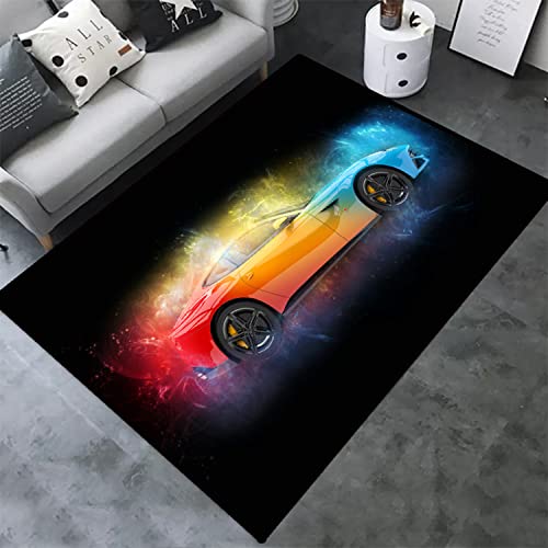 Large Area Rug For Kid's Bedroom 62.9" X 39.4", Speed Racing Car Carpets For Teen Boys Playroom, Home Decor Indoor Area Rugs Yoga Mat With Anti-Slip Rubber Back, Flannel Living Room Sofa Floor Mat #TOP6