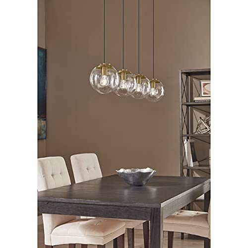 Linea Di Liara Sferra Modern Large Glass Pendant Light Kitchen Island Brass Pendant Lighting Clear Glass Globe Pendant Light Mid Century Hanging Light Fixture, Led Bulb Included, Ul Listed #TOP2