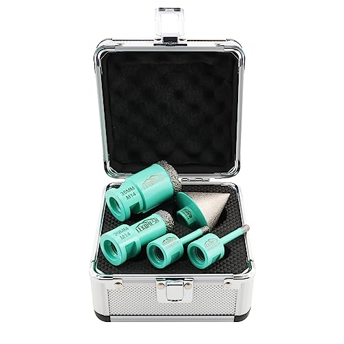 Diamond Core Drill Bits Kit - 5pcs (6/6/20/35mm+50mm Chamfer Milling Bits) LEKOMESH Tile Hole Saw Kit for Porcelain Tile Ceramic Granite Marble Masonry Stone