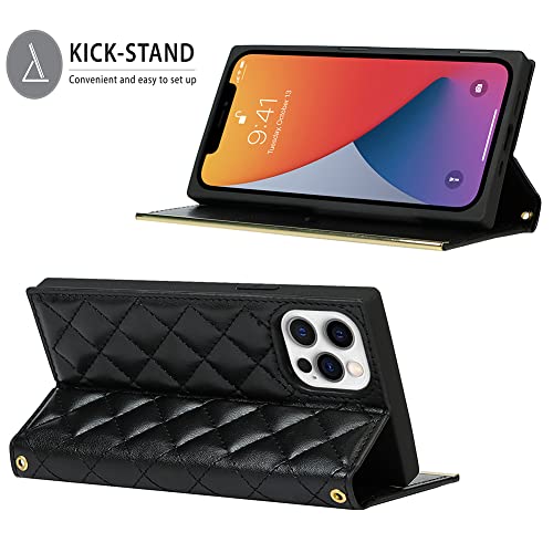 UnnFiko Capa carteira compatível com iPhone 12/iPhone 12 Pro, design de bolsa com espelho de maquiag