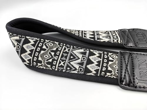 lightstar Embroidery Saxophone Neck Strap - (Comfort, Breathable, Metal Swivel Snap Hook) Sax Neck Strap for Alto Tenor (Black and white embroidery)
