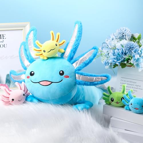 Peluche de axolote mamá con bebés para abrazar y regalar amor 4