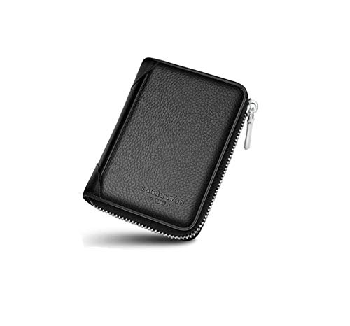 LZK Gran capacidad de bolsa de cuero multi-tarjeta de la tarjeta de cuero titular de la tarjeta de negocios titular de la tarjeta de visita de los hombres titular de la tarjeta de la cremallera