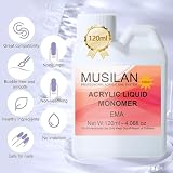 MUSILAN Płyn akrylowy do paznokci, 120 ml, monomer EMA, akrylowy płyn do paznokci akrylowych, super mocny, nieżółknący, zestaw do stylizacji paznokci dla początkujących i studyjnych
