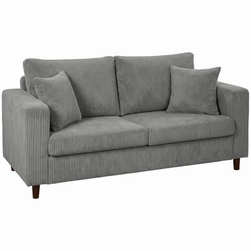 Image of HOMCOM 2 Seater Sofa 170 cm Loveseat Wide Deep Seat Light Grey