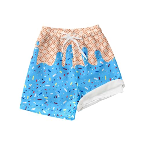 Children's Swimming Trunks - Swimming Trunks for Boys Beach Shorts with Colour Gradient Ice Check Pattern for Teenagers