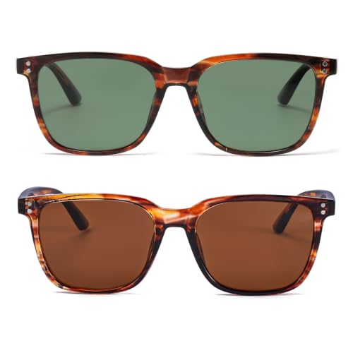 Image of Gleyemor Polarized Mens Square Sunglasses UV400 Protection Sun Glasses | Classic Retro Square Shades for Fashion, Driving Fishing Golf Outdoor Sport Shades