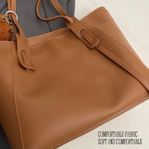 Hixingo Sac à Main Femme Grand Mode, Sac Fourre Tout en Cuir Classique Vintage Sac Epaule Rétro avec Poignée Supérieure pour Le Travail Shopping Party Voyage (Café,38 * 27 * 16cm) – vue 6