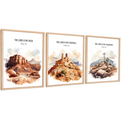 PQVRTMO Psalm 18:2 Christian Wall Art Poster Set of 3,Psalm 18:2 Verses Wall Decor for Christian Home Church Prayer Room Wall Decoration 11x14 Inch,Unframed
