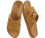 KuaiLu Womens Dressy Orthotic Sandals Ladies Comfortable Cushion Yoga Mat Memory Foam Slides Sport Recovery Walking Summer Pool Beach Open Toe Slip on Slippers Plantar Fasciitis Arch Support Khaki 8