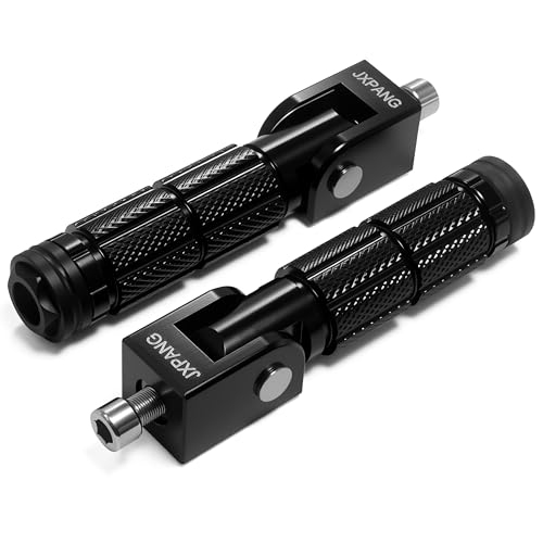 JXPANG Universal Motorcycle Bicycle Folding Passenger Foot Pegs M8 Rearsets Rear Set Footrests Footpeg Foot Rest Peg Pedals For Bike Install Hole 8mm (Type A-Black)